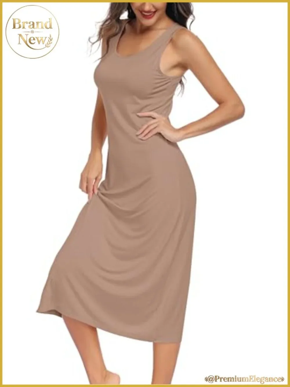 Womens Full Slip Dress Tank Top Nightgown Soft Stretchy Wide Straps Long Slip